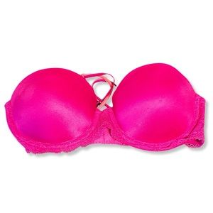 Pink Victoria’s Secret Multi-Way Push Up Bra 34B Hot Pink